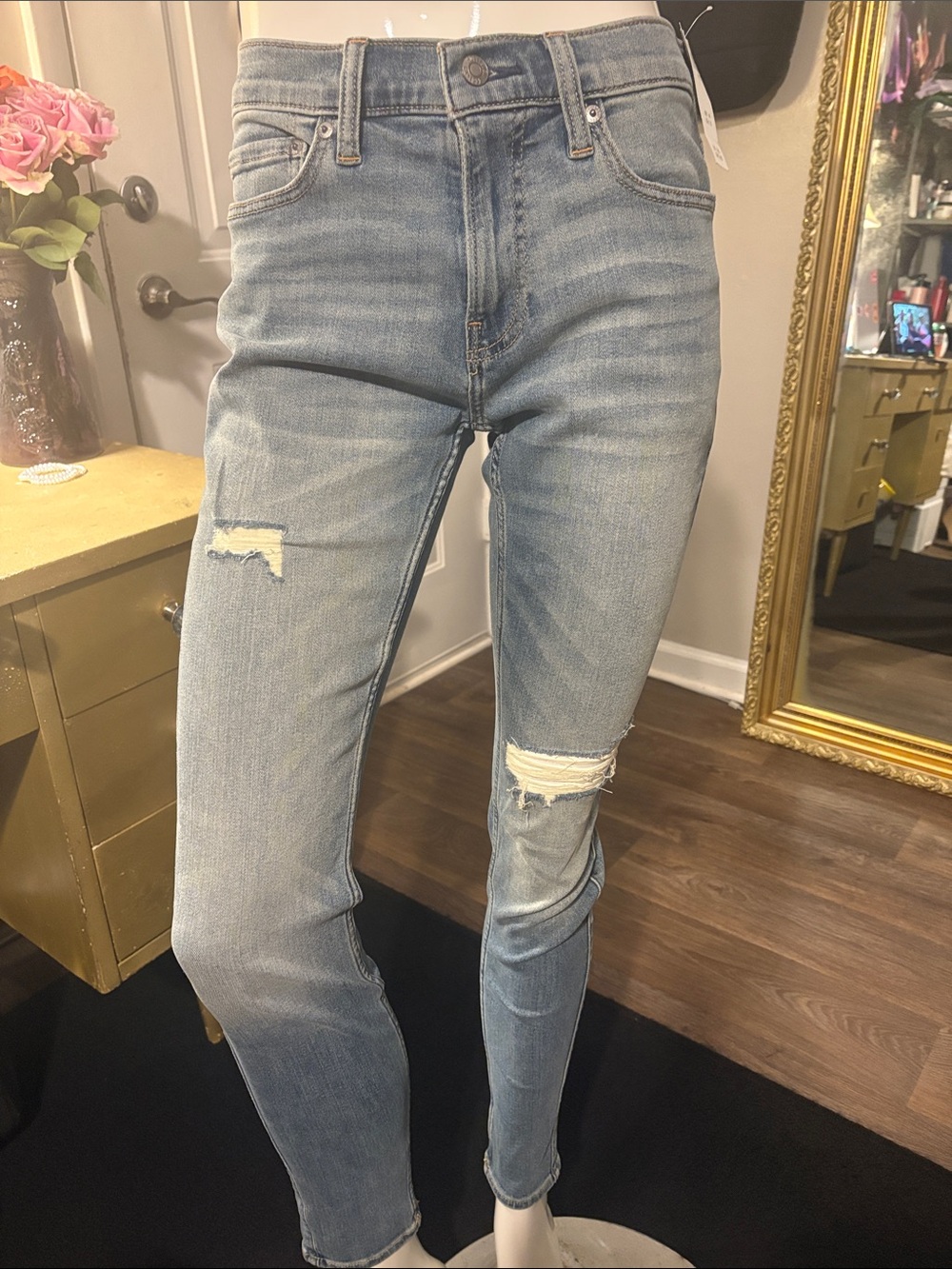 Hollister Light Blue Ripped High-Rise Skinny Jeans